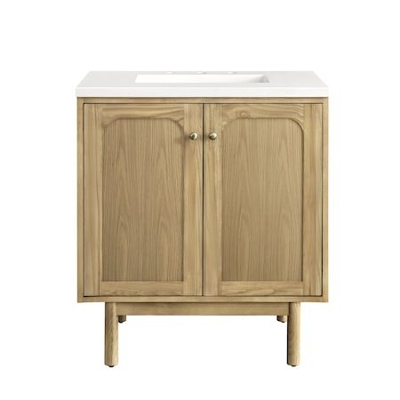 James Martin Vanities Laurent 30in Single Vanity, Light Natural Oak w/ 3 CM White Zeus Top 545-V30-LNO-3WZ